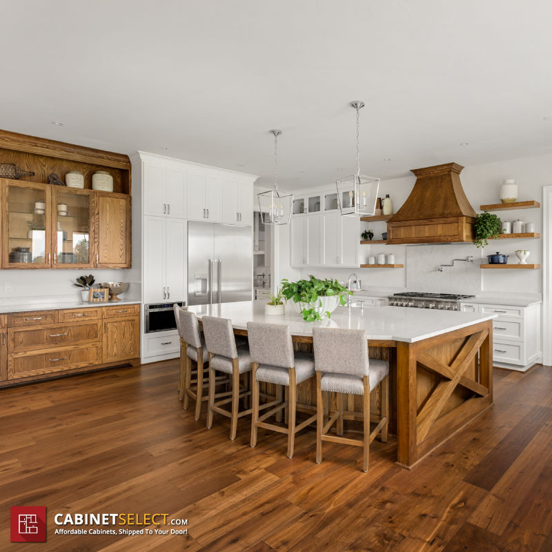 White Shaker Rustic Brown Twotoned Kitchen