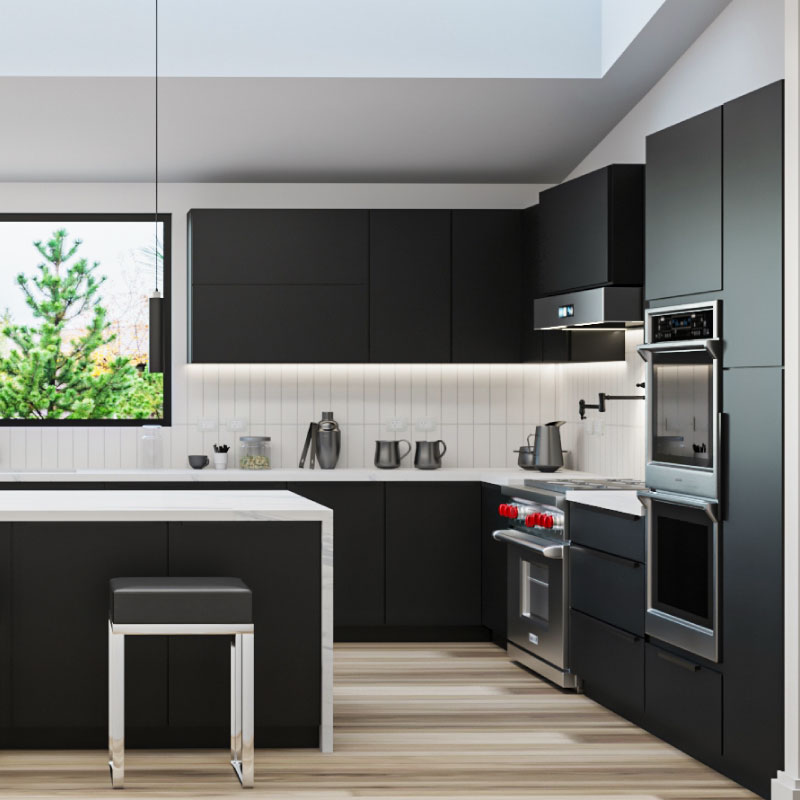 Euro Matte Black Kitchen Cabinet