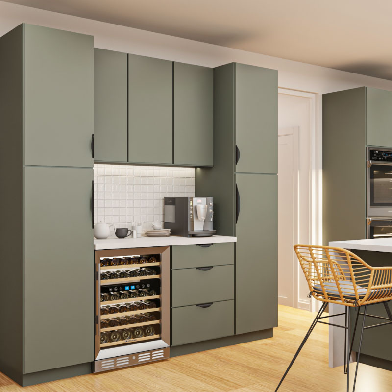 Euro Matte Olive Green Cabinets