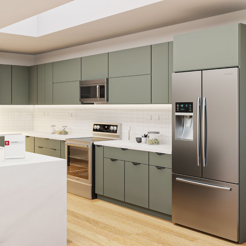 Euro Matte Olive Green Frameless Kitchen