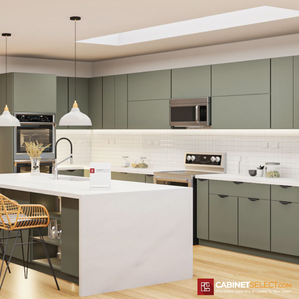 Euro Matte Olive Green Kitchen Cabinet Line Category