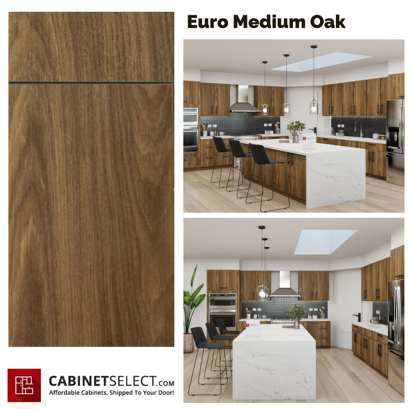 Euro Medium Oak Kitchen Cabinet Line