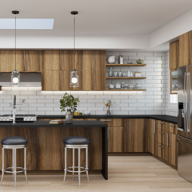 Euro Pecan Kitchen Cabinetry