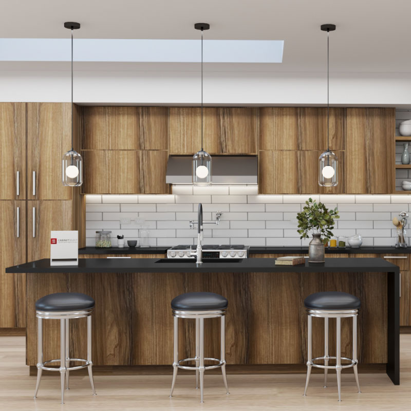 Euro Pecan Kitchen Cabinets