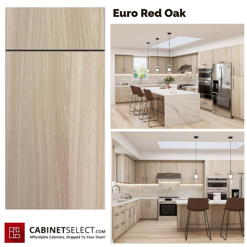 Euro Red Oak Kitchen Cabinet Line