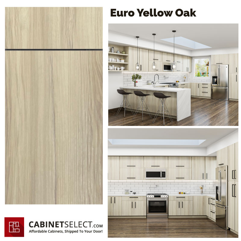 Euro Yellow Oak Kitchen Cabinet Line