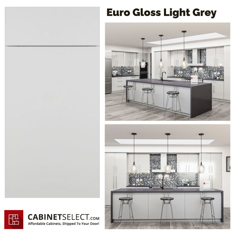 Gloss Light Grey Euro Kitchen Cabinet Line