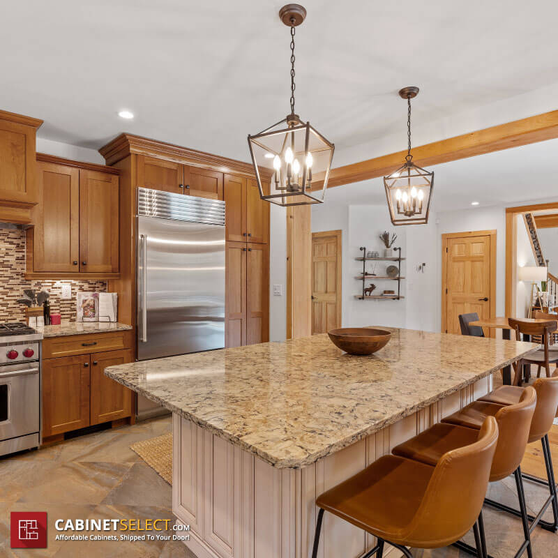 Rustic Brown Cabinets Traditional Antique White Island (1)