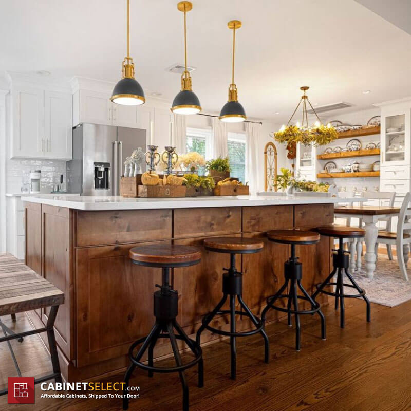 White Cabinets Wooden Island