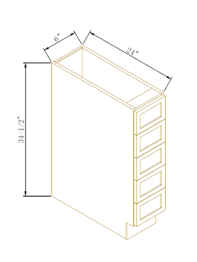 Avalon Slim Shaker Black Spice Drawer Base 6″W*34-1/2″H*24″D