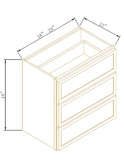 Avalon Slim Shaker Black Three Drawer Wall Cabinet 24″ W*18″H*12″D