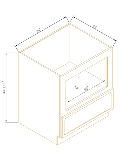 Avalon Slim Shaker Black Microwave Base Cabinet 30″ W X 34.5″ H X 24″ D