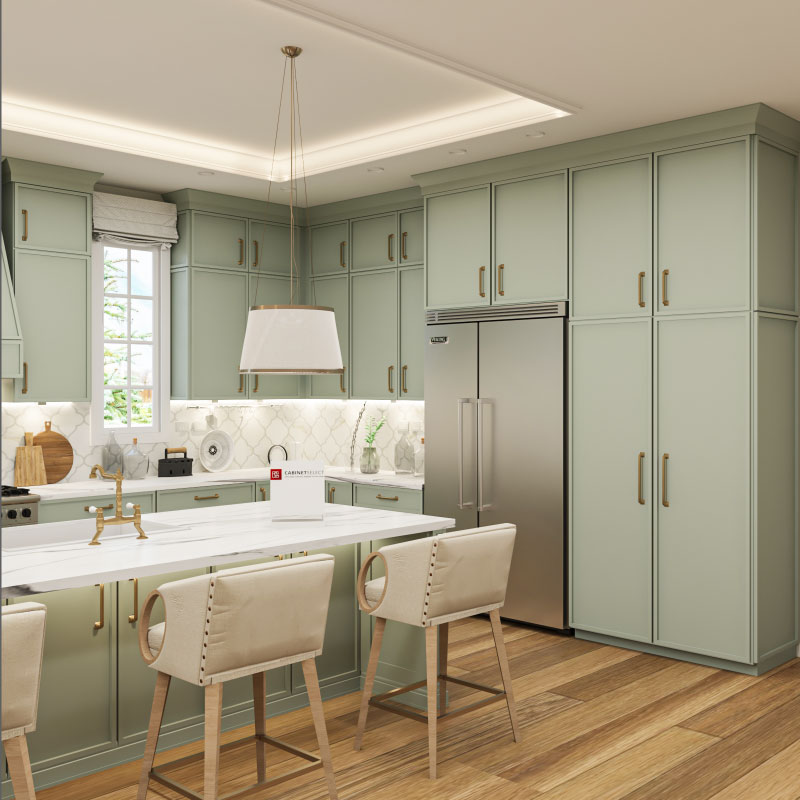 Avalon Slim Shaker Sage Green Cabinets | Cabinet Select