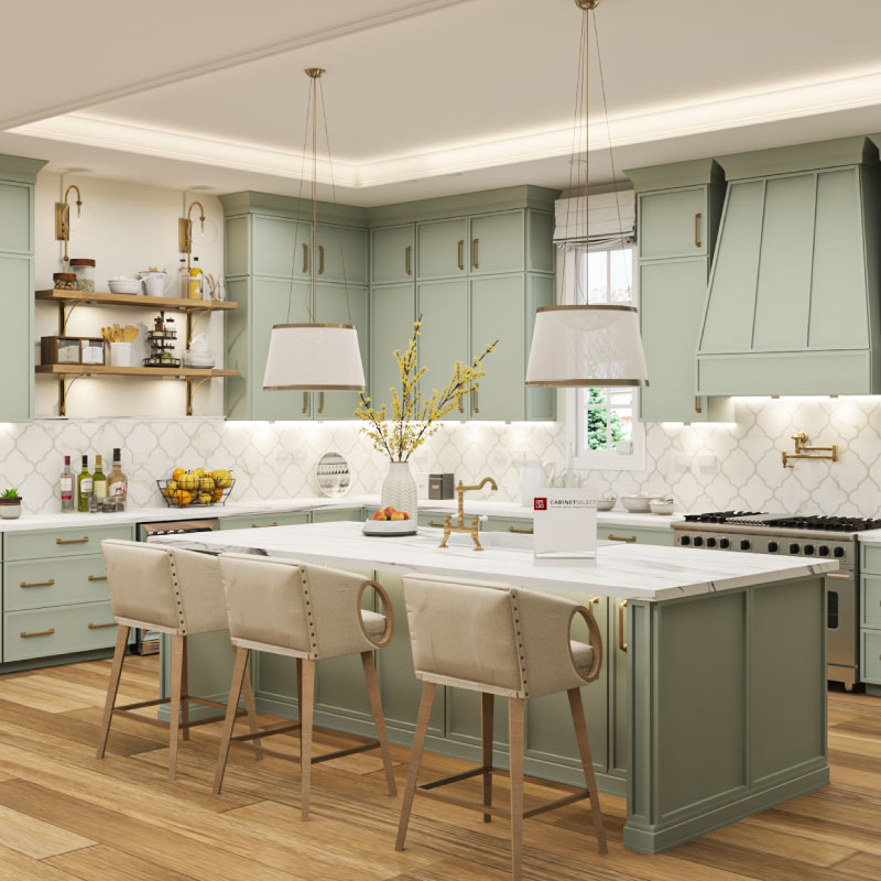 Avalon Slim Shaker Sage Green Kitchen | Cabinet Select