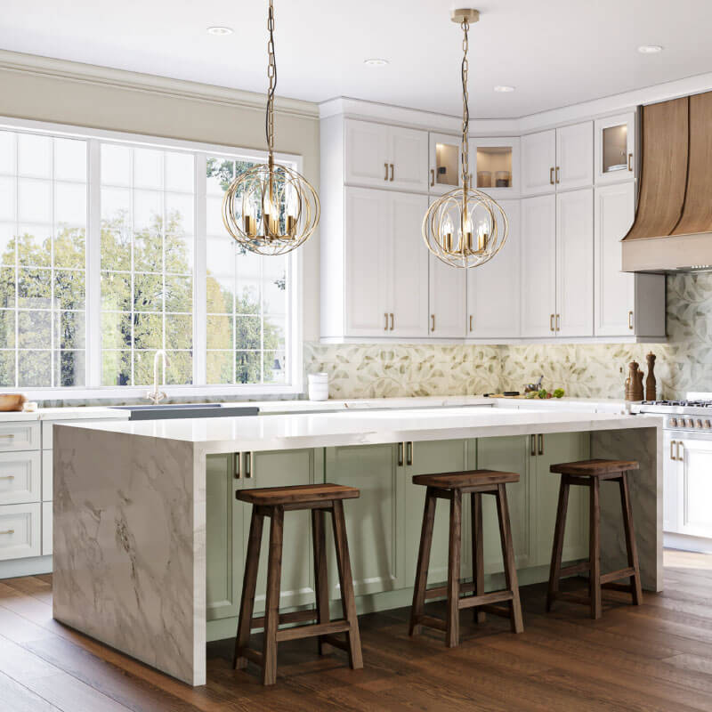 Oxford Green Kitchen Island | CabinetSelect.com