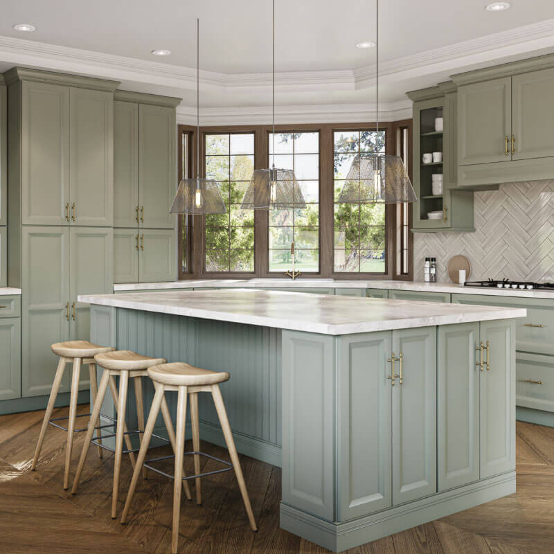 Oxford Green Kitchen | CabinetSelect.com