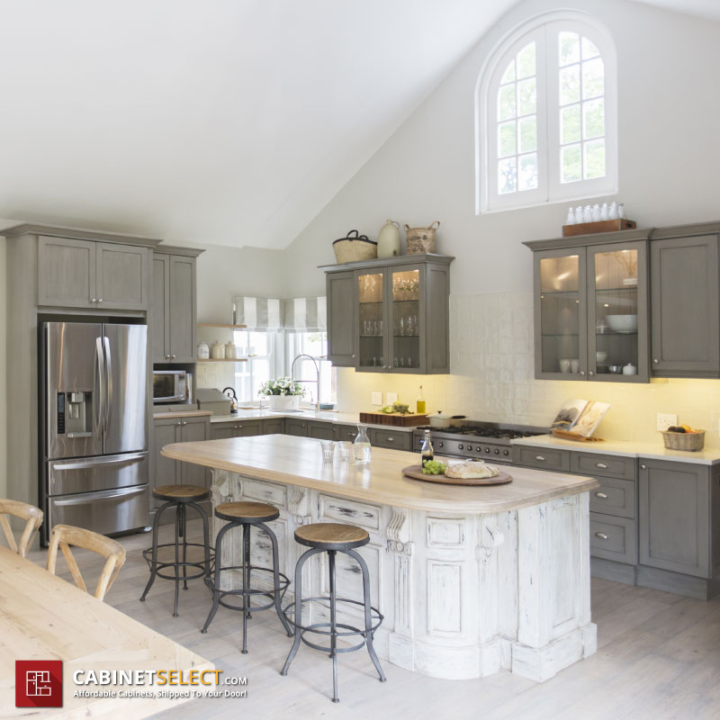 Grey Shaker Rustic Cabinets