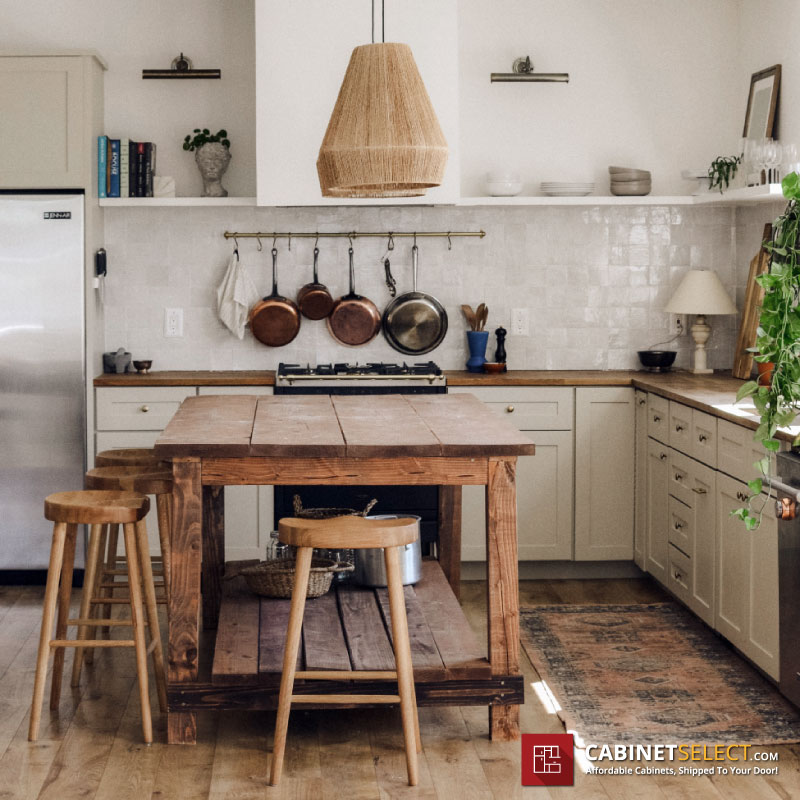 Shaker Dove Cabinets Rustic Kitchen