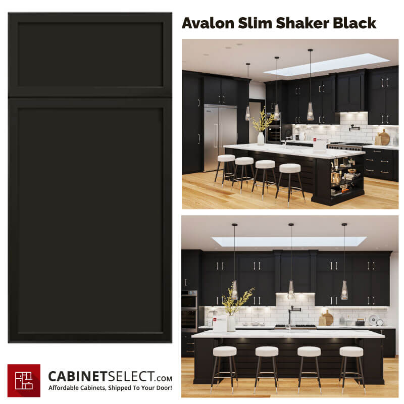 Avalon Slim Shaker Black Kitchen Cabinet Line | Cabinet Select