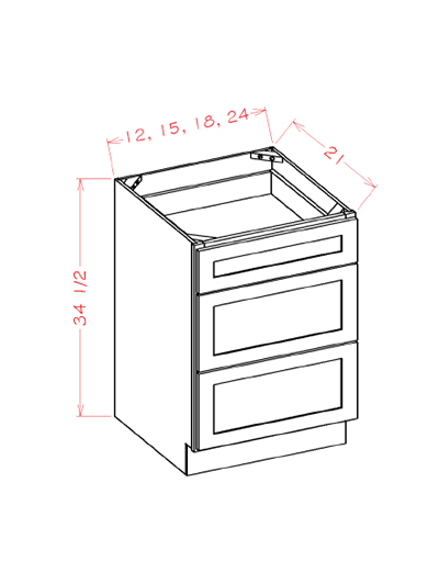 Black Shaker 18 in. W x 21 in. D x 34.5 in. H Vanity Drawer Base