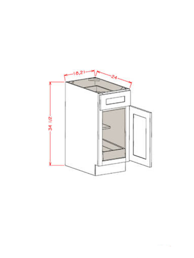 Black Shaker 21 in. W x 24 in. D x 34.5 in. H Single Door Single Drawer One Rollout Shelf Base Kit