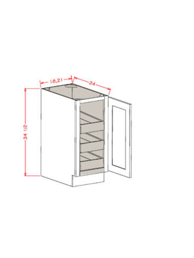 Black Shaker 21 in. W x 24 in. D x 34.5 in. H Single Full Height Door Three Rollout Shelf Base Kit