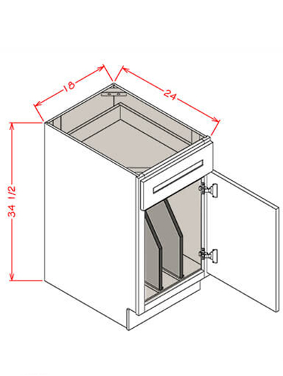 Black Shaker 18 in. W x 24 in. D x 34.5 in. H Double Tray Divider Base Cabinet with Drawer