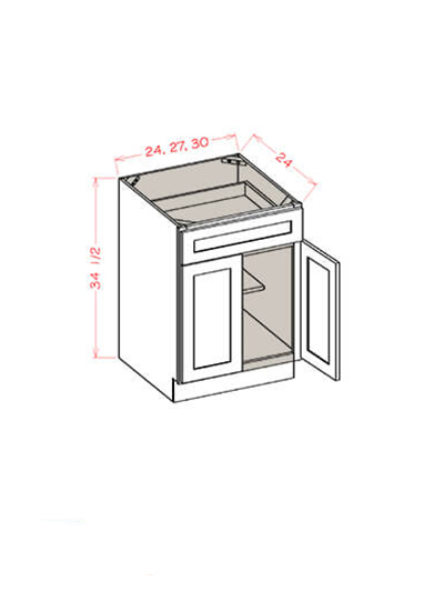 Black Shaker 27 in. W x 24 in. D x 34.5 in. H Double Door Base Cabinet