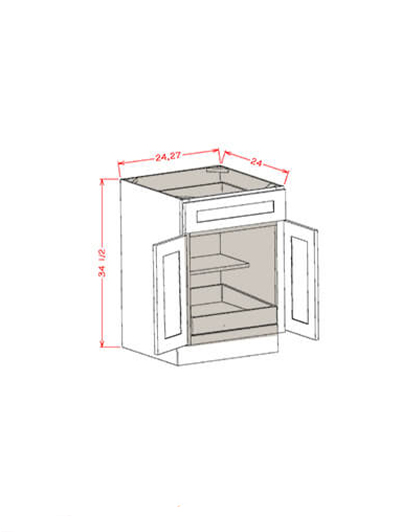 Black Shaker 27 in. W x 24 in. D x 34.5 in. H Double Door Single Drawer One Rollout Shelf Base Kit