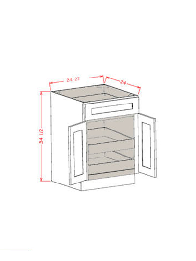 Black Shaker 27 in. W x 24 in. D x 34.5 in. H Double Door Single Drawer Two Rollout Shelf Base Kit