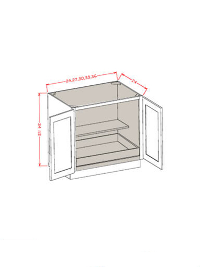 Black Shaker 36 in. W x 24 in. D x 34.5 in. H Double Full Height Door One Rollout Shelf Base Kit