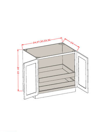 Black Shaker 30 in. W x 24 in. D x 34.5 in. H Double Full Height Door Two Rollout Shelf Base Kit