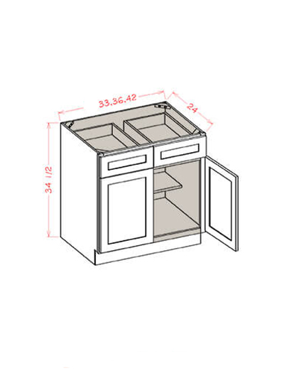 Black Shaker 42 in. W x 24 in. D x 34.5 in. H Double Door Base Cabinet