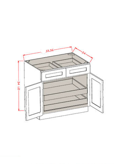 Black Shaker 36 in. W x 24 in. D x 34.5 in. H Double Door Double Drawer Two Rollout Shelf Base Kit