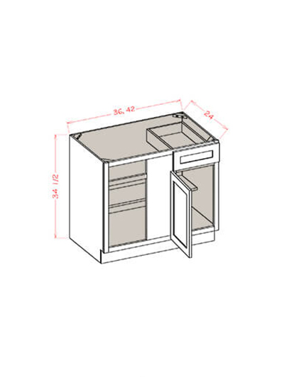 Black Shaker 39 in. W x 24 in. D x 34.5 in. H Blind Corner Base Cabinet