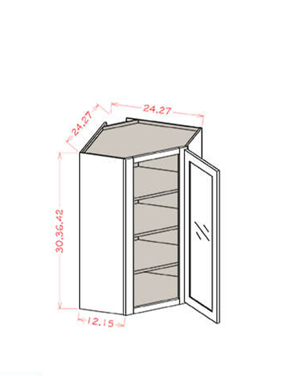 Black Shaker 24 in. W x 12 in. D x 42 in. H Diagonal Glass Door Wall Cabinet