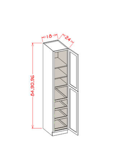 Black Shaker 18 in. W x 24 in. D x 96 in. H Double Door, Four Rollout Shelf Utility Cabinet