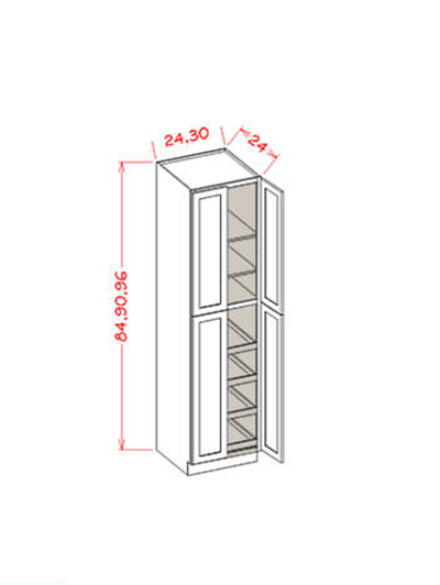 Black Shaker 30 in. W x 24 in. D x 96 in. H Four Door, Four Rollout Shelf Utility Cabinet