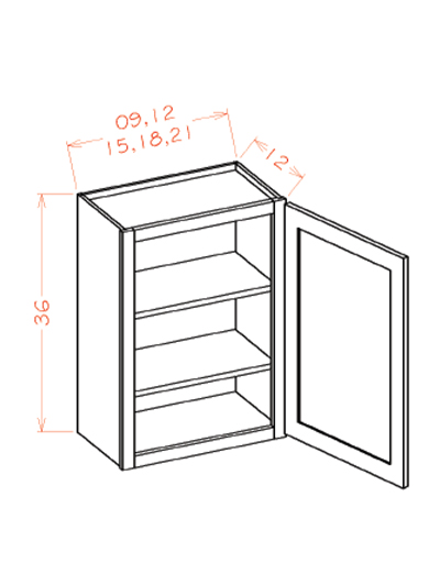 Black Shaker 21 in. W x 12 in. D x 36 in. H Single Door Wall Cabinet