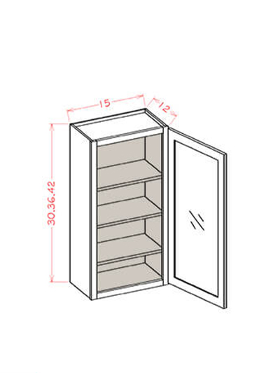 Black Shaker 15 in. W x 12 in. D x 42 in. H Single Glass Door Wall Cabinet