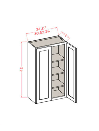 Black Shaker 36 in. W x 12 in. D x 42 in. H Double Door Wall Cabinet