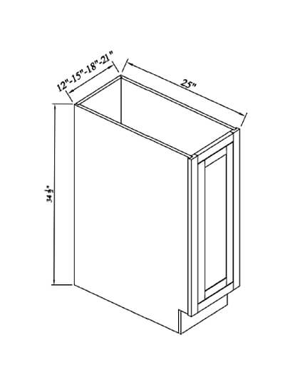 Inset Brown Slab Shaker Full Height Door Base Cabinet 18