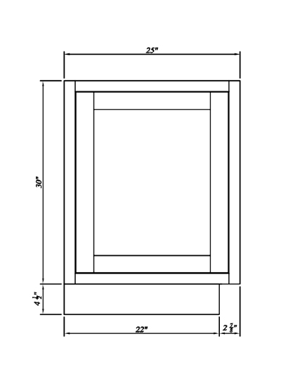 Inset White Slab Shaker Base Decorative Panel 25″W X 3/4″D X 30″H