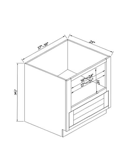 Inset Brown Slab Shaker Microwave Base Cabinet 27″ W X 34.5″ H X 25″ D