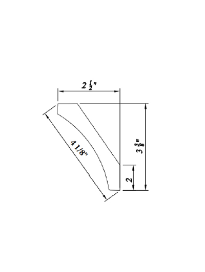 Inset White Slab Shaker Cove Molding 3 3/8″W X 2 1/2″D X 96″H