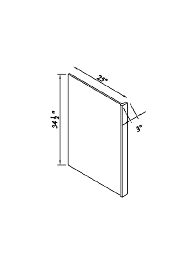 Inset Brown Slab Shaker Dishwasher Return End Panel 25″W X 1/2″D X 34.5″H