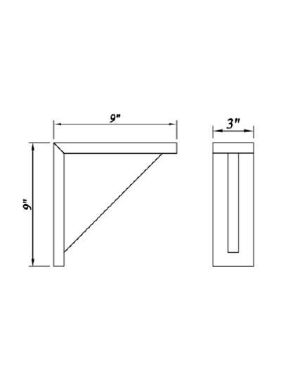 Inset Brown Slab Shaker Small Corbel 9″W*9″H*3″D