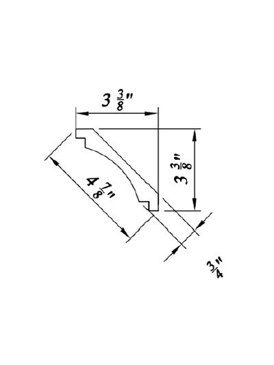 Inset Brown Slab Shaker Square Cove Molding 3 3/8″W * 3 3/8″D * 96″H