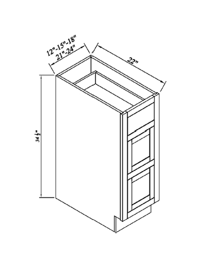 Inset Brown Slab Shaker Vanity Three Drawer Base 18”W*22”D*34-1/2”H