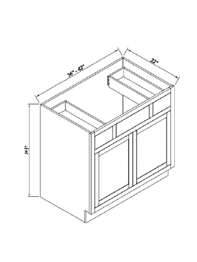 Inset White Slab Shaker Vanity Sink Combo 42″W X 22″D X 34 1/2″H